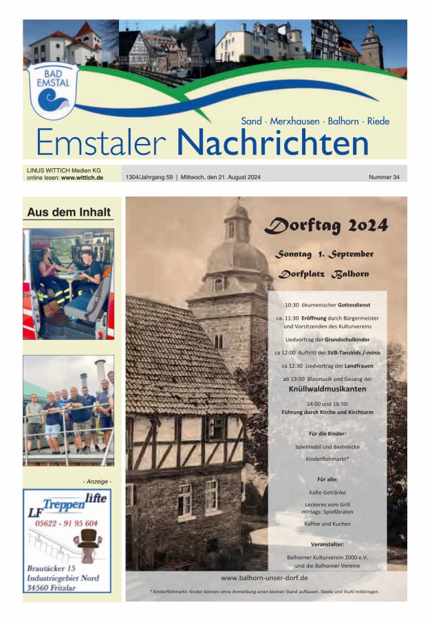 Emstaler Nachrichten Titelblatt 34/2024