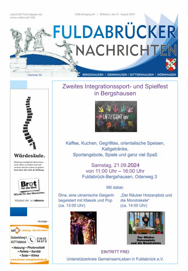 Fuldabrücker Nachrichten Titelblatt 34/2024