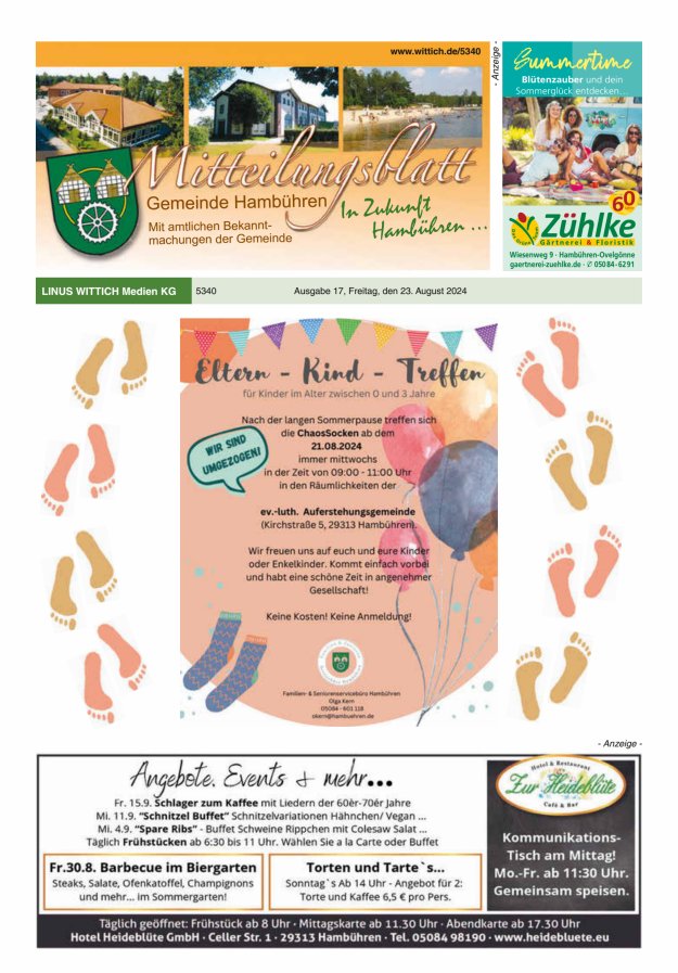 Mitteilungsblatt der Gemeinde Hambühren Titelblatt 17/2024