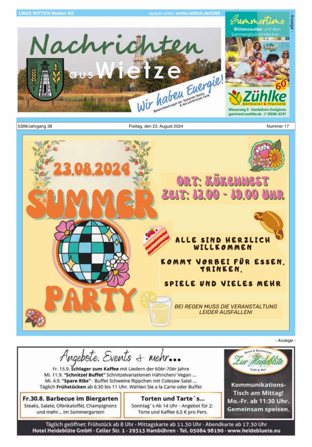 Nachrichten aus Wietze Titelblatt 17/2024