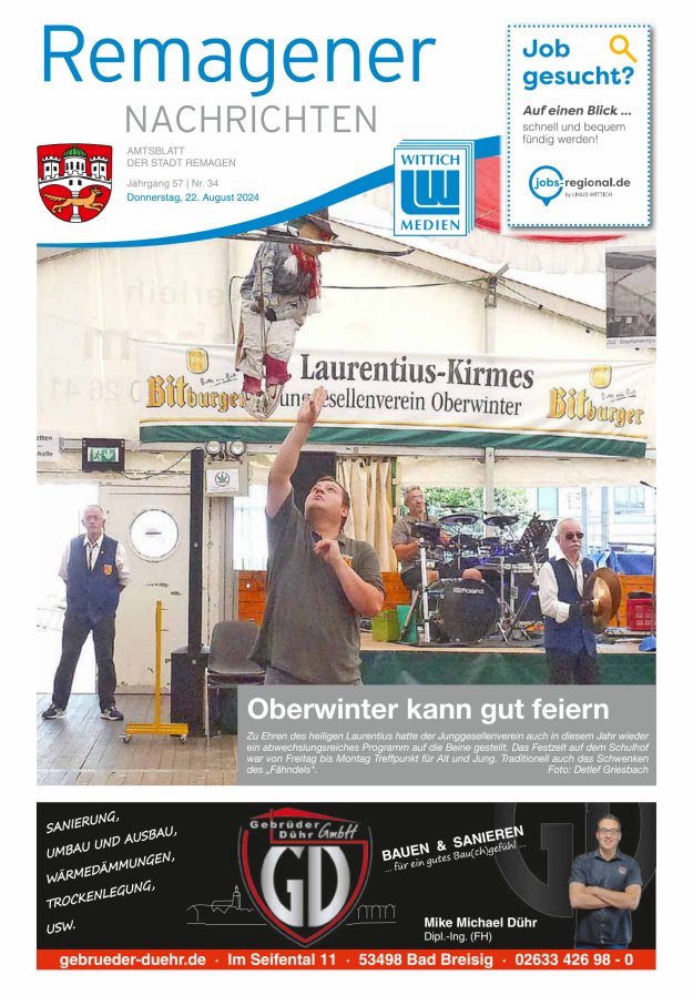 Remagener Nachrichten Titelblatt 34/2024