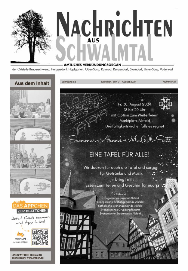 Nachrichten aus Schwalmtal Titelblatt 34/2024