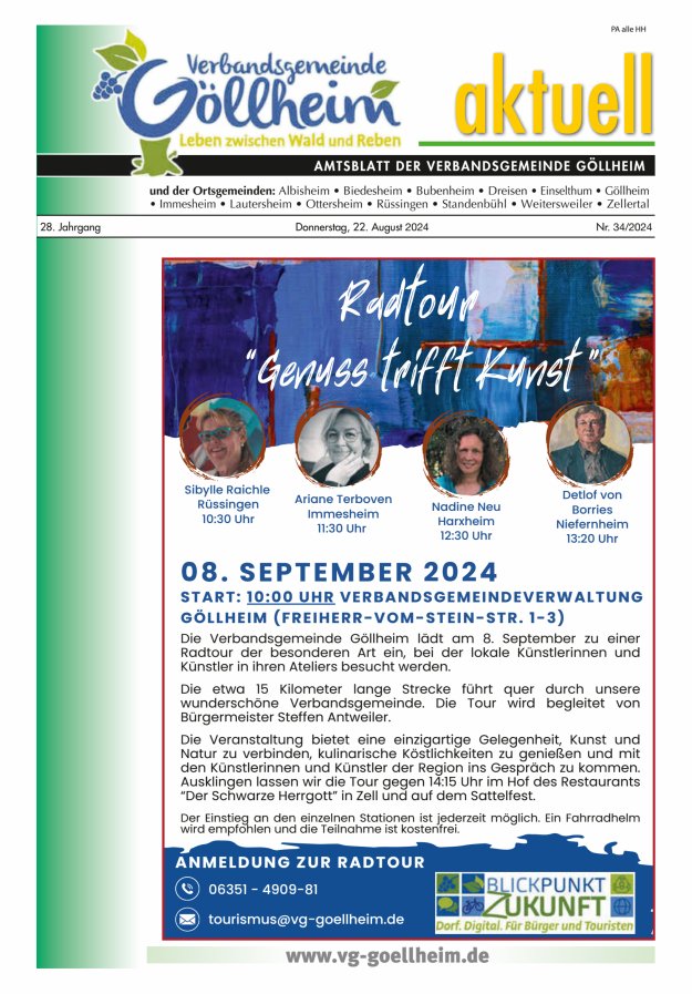Verbandsgemeinde Göllheim aktuell Titelblatt 34/2024