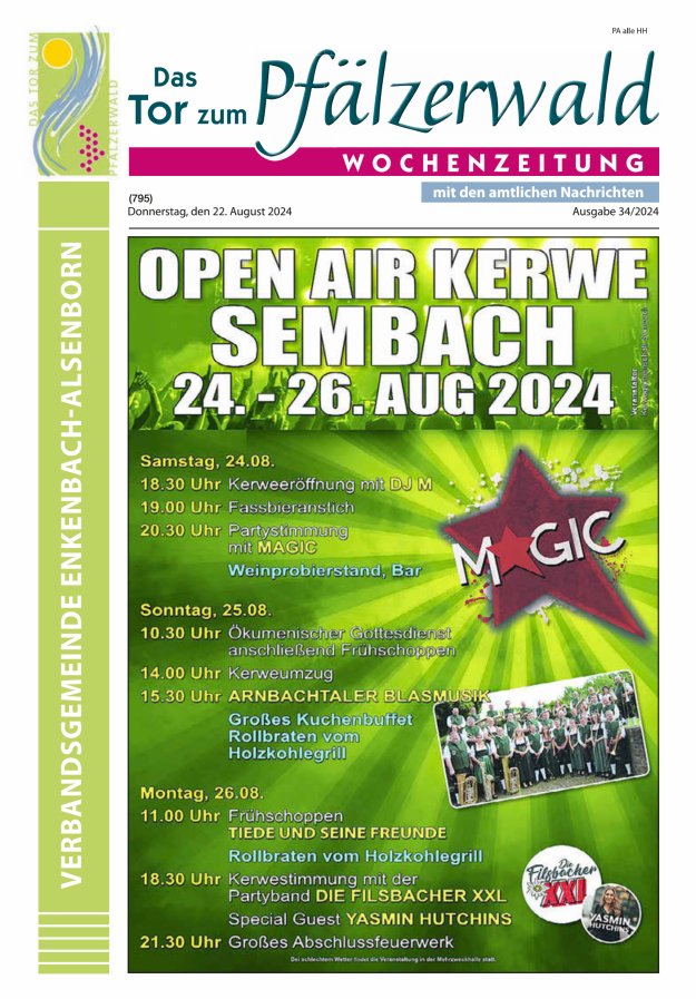 Das Tor zum Pfälzer Wald - VG Enkenbach-Alsenborn Titelblatt 34/2024