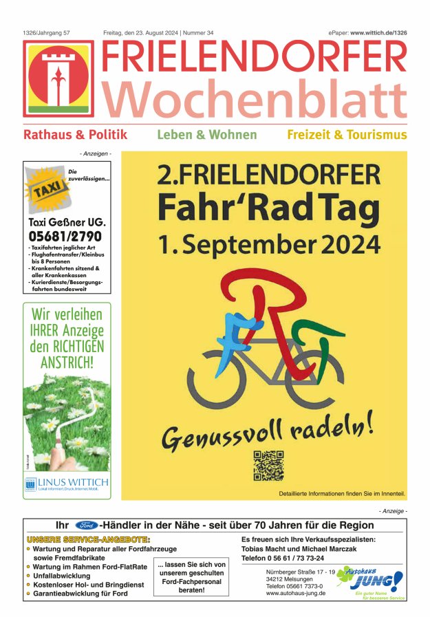 Frielendorfer Wochenblatt Titelblatt 34/2024