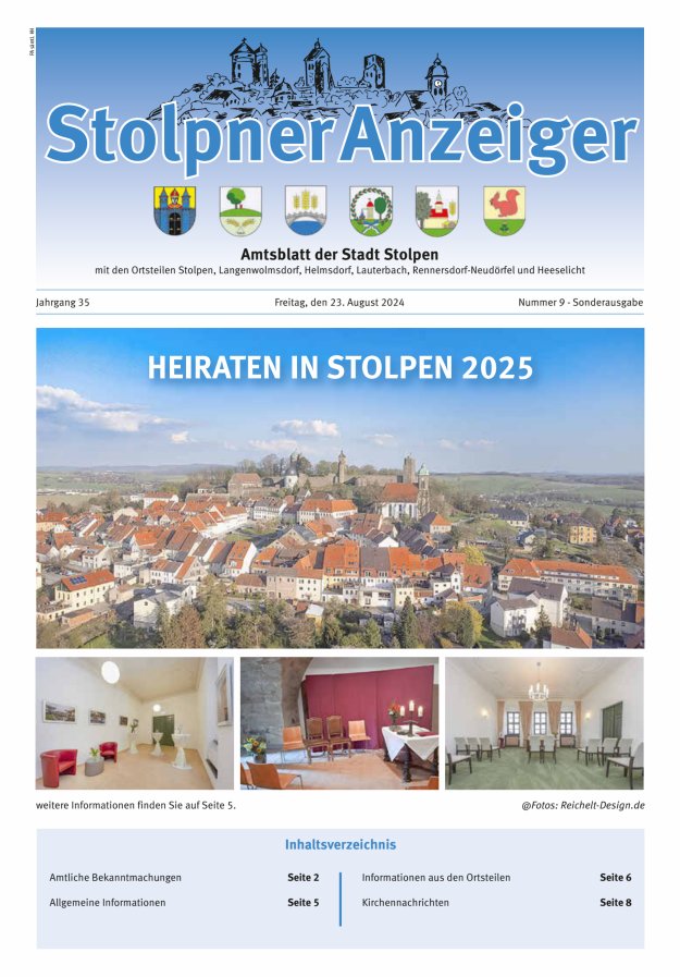 Stolpner Anzeiger - Amtsblatt der Stadt Stolpen mit den Ortsteilen Titelblatt 09/2024