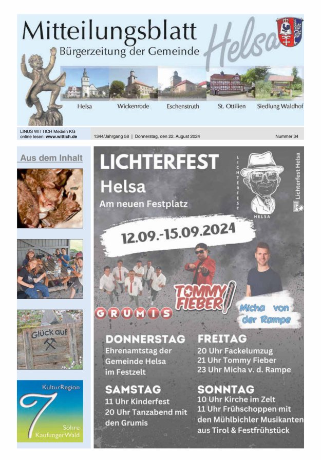 Mitteilungsblatt Helsa Titelblatt 34/2024