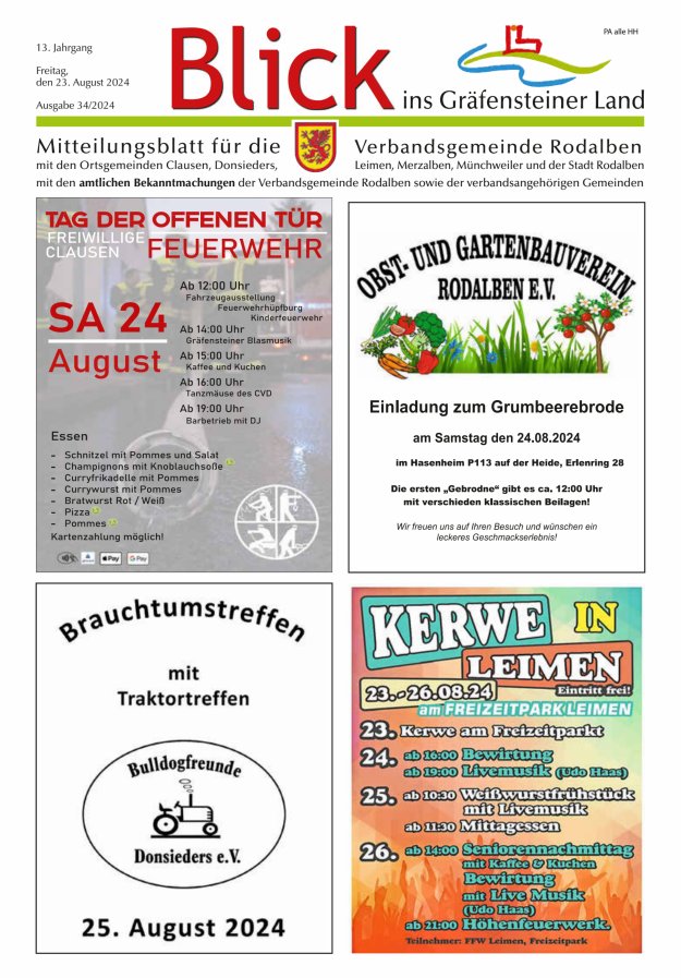 Blick ins Gräfensteiner Land VG Rodalben Titelblatt 34/2024