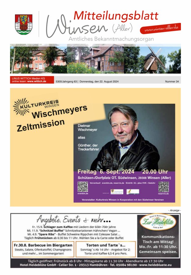 Mitteilungsblatt der Gemeinde Winsen Titelblatt 34/2024