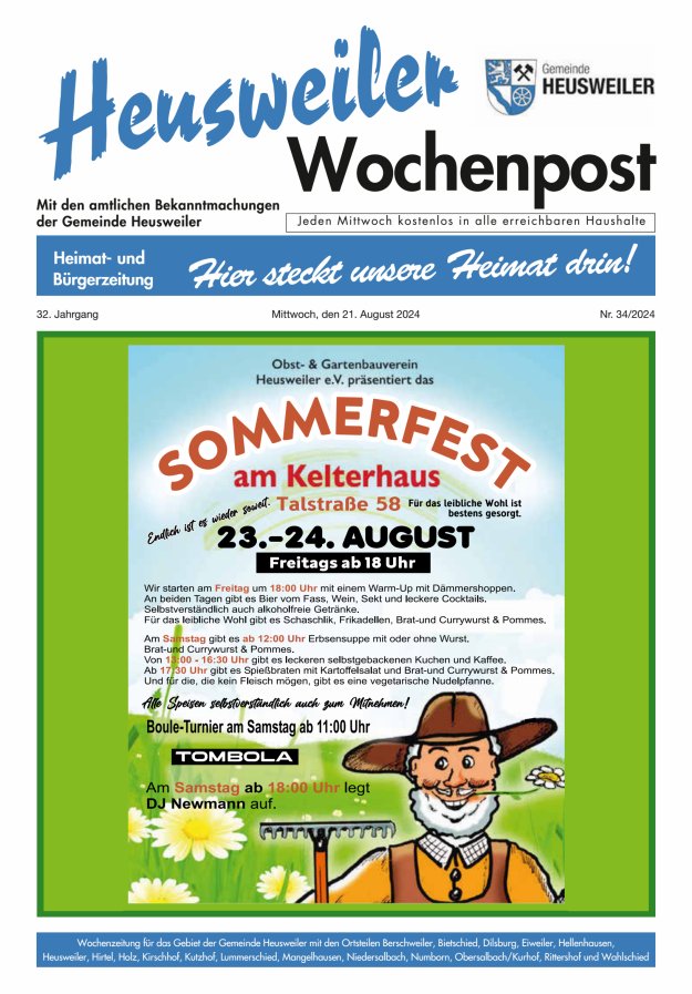 Heusweiler Wochenpost Titelblatt 34/2024