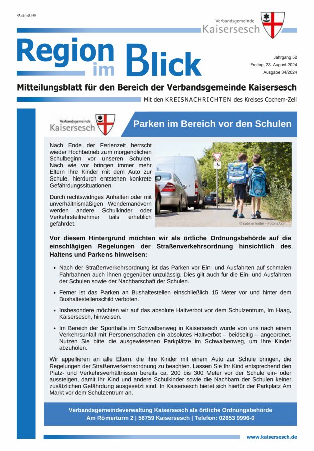 Region im Blick VG Kaisersesch Titelblatt 34/2024