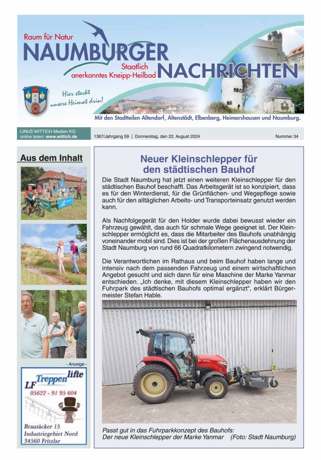 Naumburger Nachrichten Titelblatt 34/2024