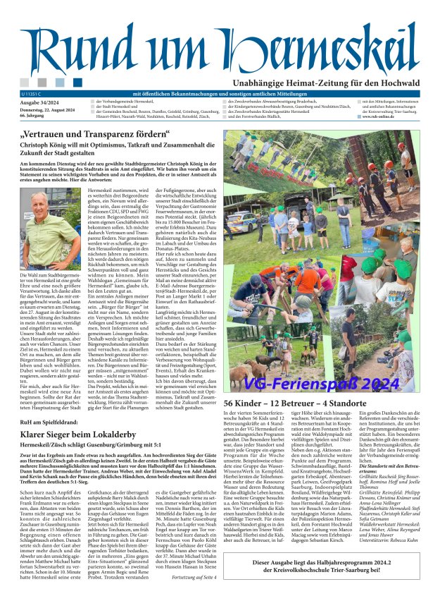 Rund um Hermeskeil Titelblatt 34/2024
