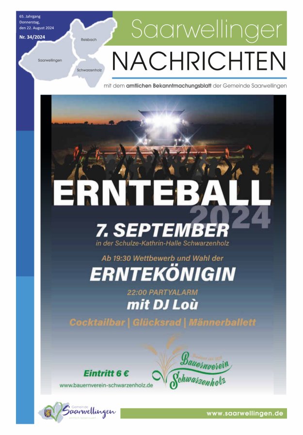 Saarwellinger Nachrichten Titelblatt 34/2024