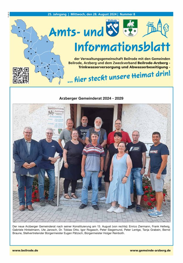 Amts- und Informationsblatt der Verwaltungsgemeinschaft Beilrode Titelblatt 08/2024
