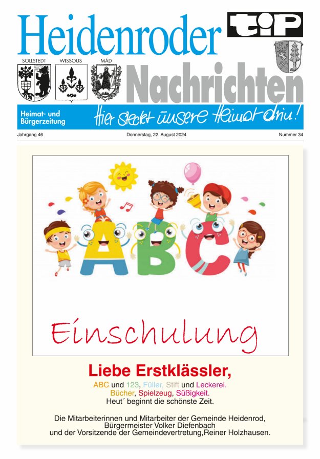 "tip" Heidenroder Nachrichten Titelblatt 34/2024