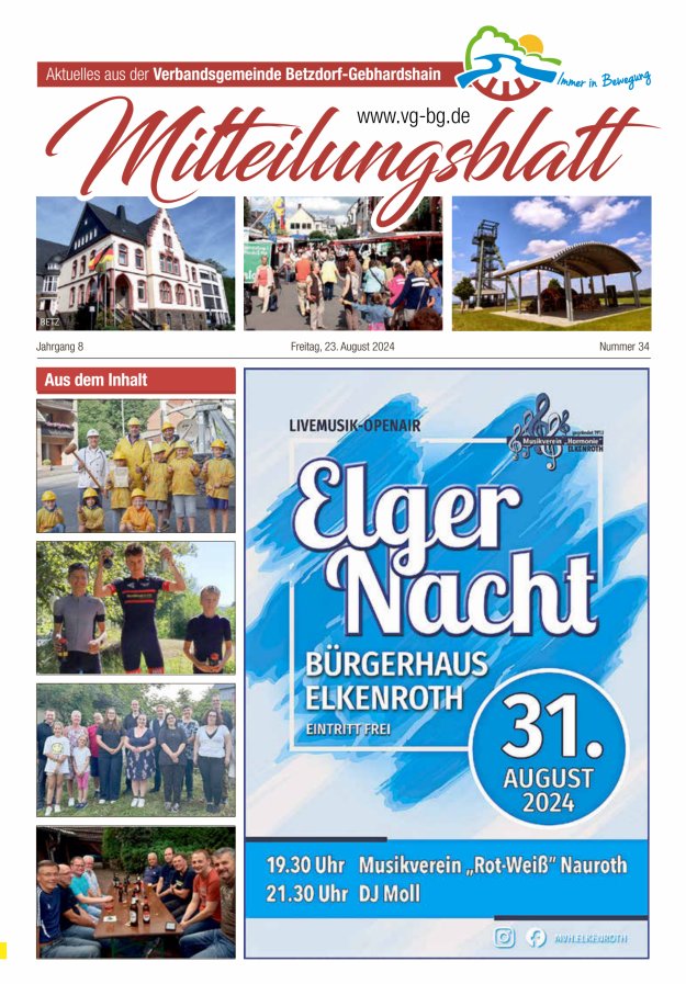 Aktuelles aus der VG Betzdorf-Gebhardshain, Ausgabe Betzdorf Titelblatt 34/2024