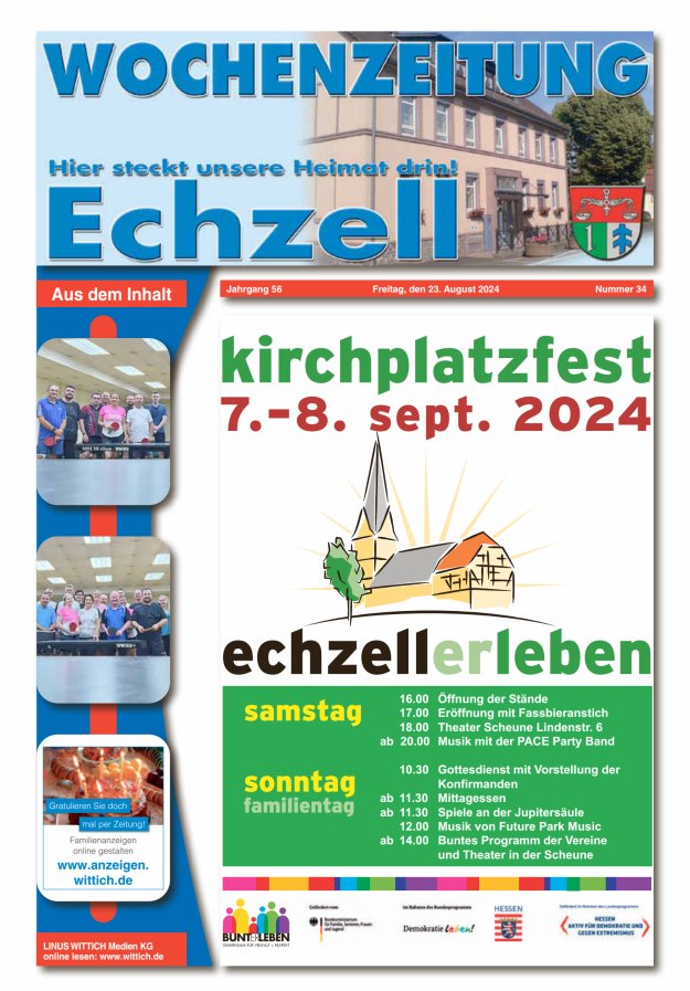 Wochenzeitung für die Gemeinde Echzell Titelblatt 34/2024