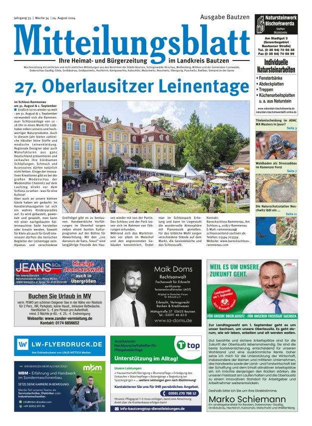 Mitteilungsblatt LK Bautzen Ausgabe Bautzen Titelblatt 33/2024