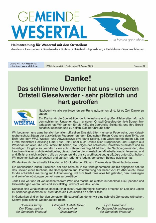 Wesertal Titelblatt 34/2024