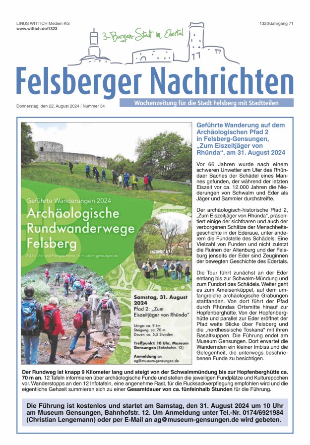Felsberger Nachrichten Titelblatt 34/2024