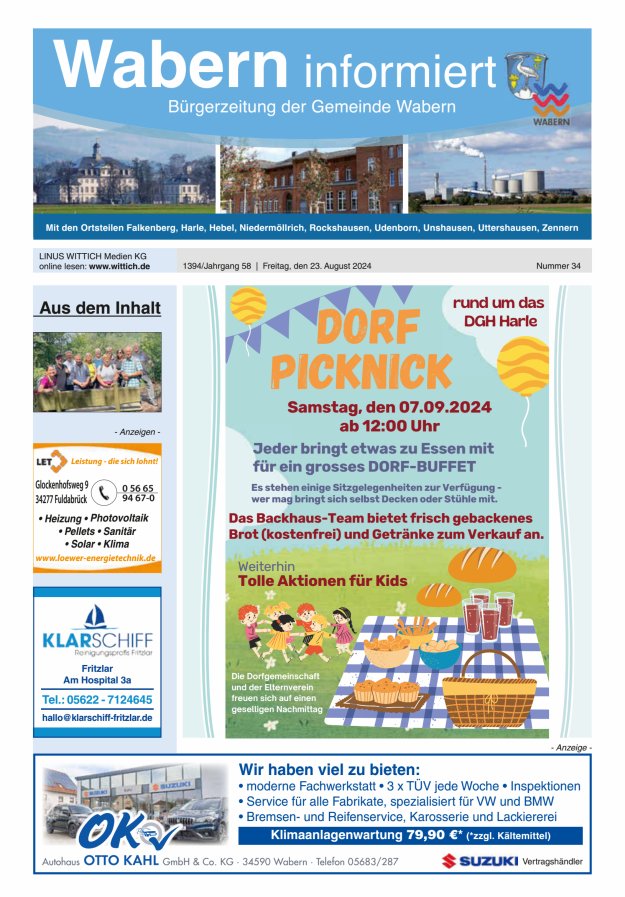 Wabern informiert Titelblatt 34/2024
