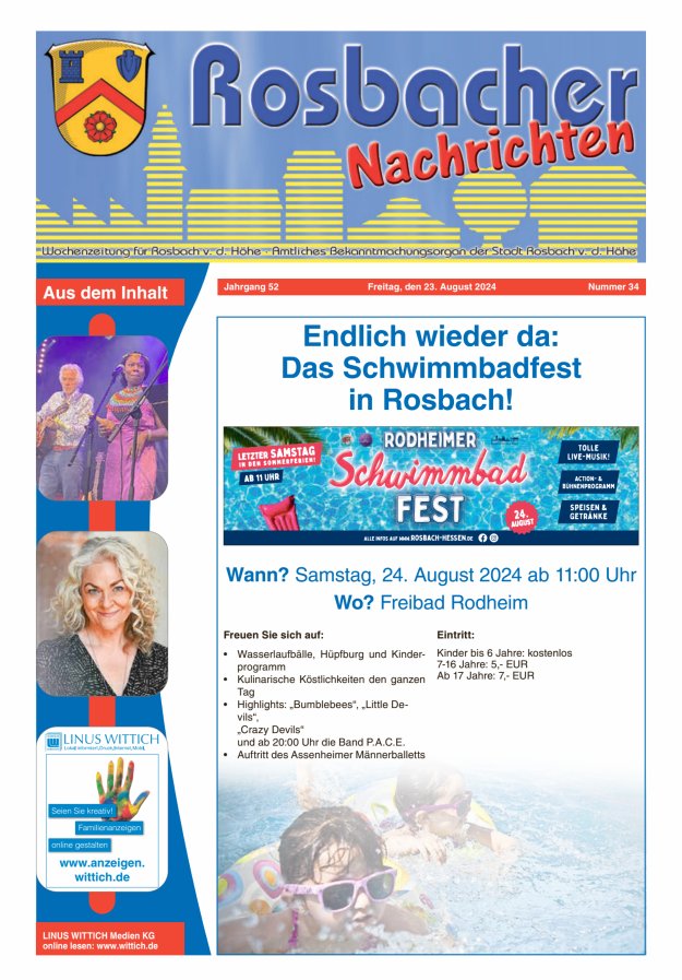 Rosbacher Nachrichten Titelblatt 34/2024