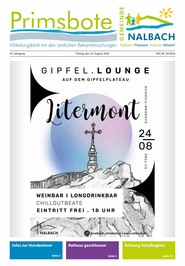 Primsbote Gemeinde Nalbach Titelblatt 34/2024