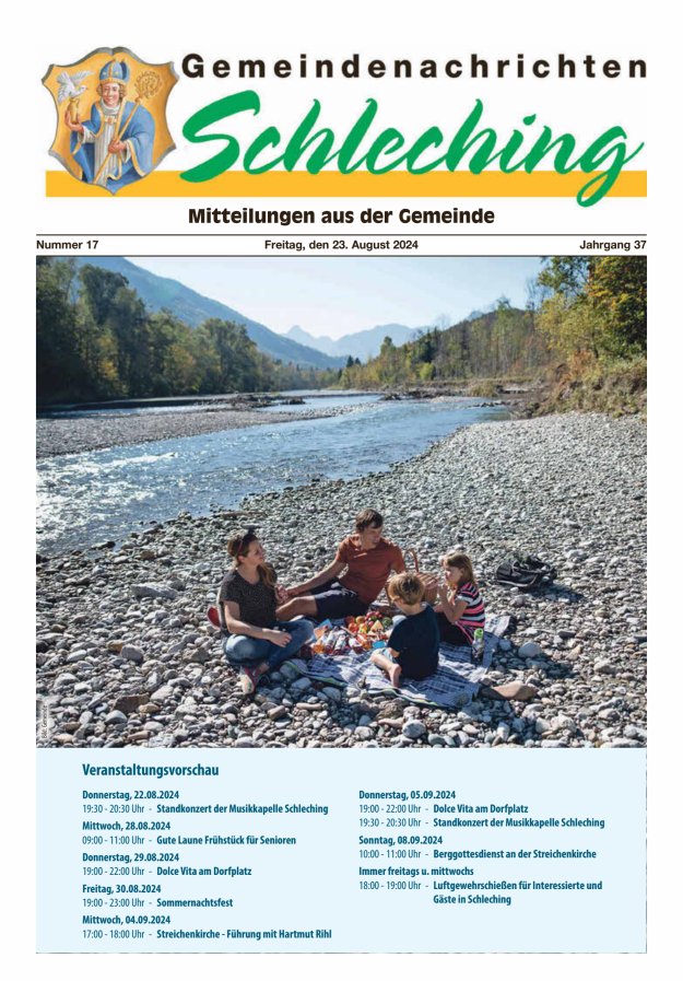Gemeindenachrichten Schleching Titelblatt 17/2024
