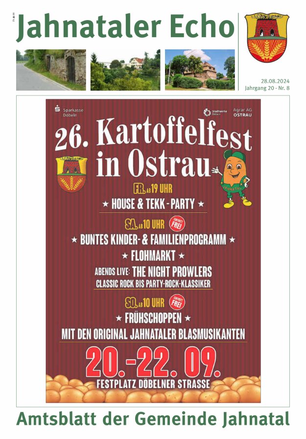 Jahnataler Echo - Amtsblatt der Gemeinde Jahnatal Titelblatt 08/2024