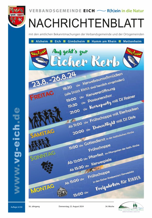 Nachrichtenblatt der VG Eich Titelblatt 34/2024
