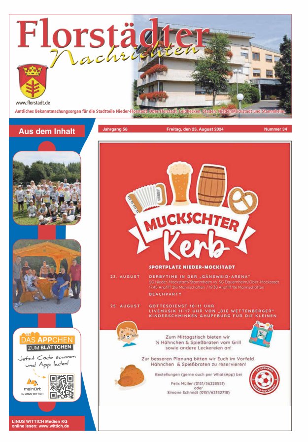 Florstädter Nachrichten Titelblatt 34/2024