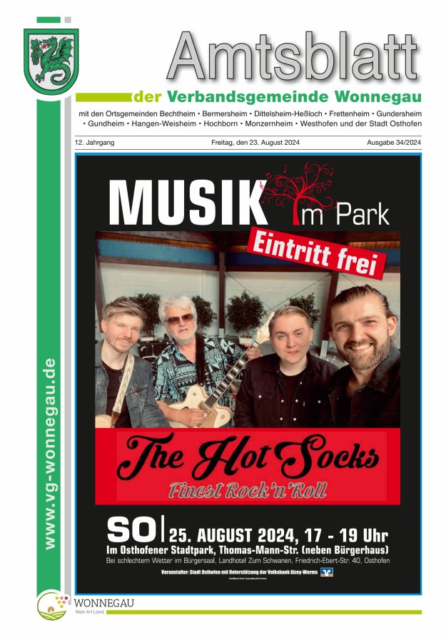 Amtsblatt VG Wonnegau Titelblatt 34/2024
