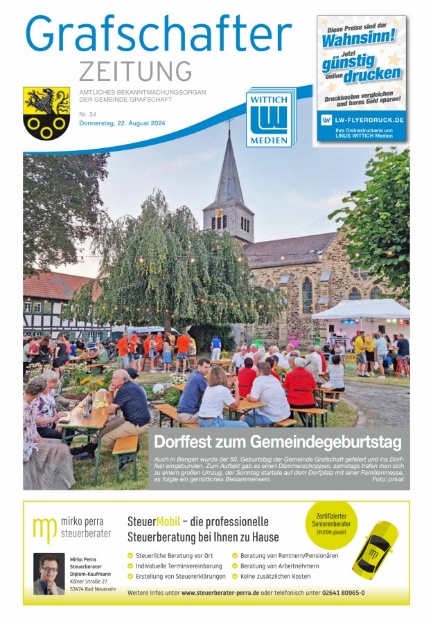 Grafschafter Zeitung Titelblatt 34/2024