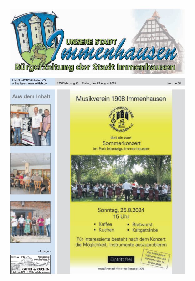 Unsere Stadt Immenhausen Titelblatt 34/2024