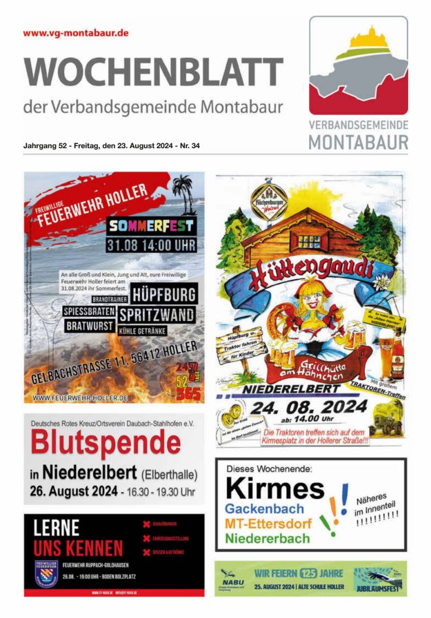 Wochenblatt der Verbandsgemeinde Montabaur Titelblatt 34/2024