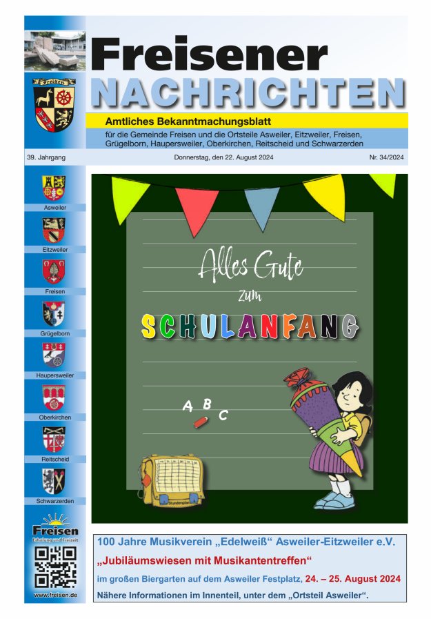 Freisener Nachrichten Titelblatt 34/2024