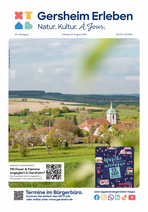 Bekanntmachungsblatt der Gemeinde Gersheim Titelblatt 34/2024