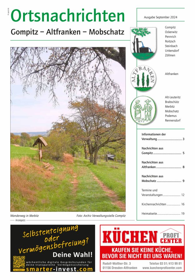 Ortsnachrichten Gompitz - Altfranken - Mobschatz Titelblatt 08/2024