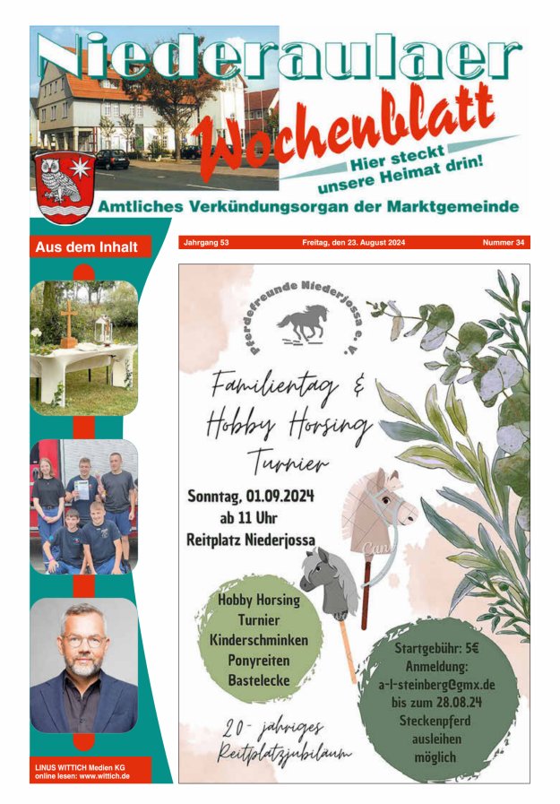 Niederaulaer Wochenblatt Titelblatt 34/2024