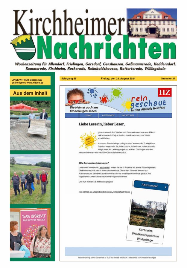 Kirchheimer Nachrichten Titelblatt 34/2024
