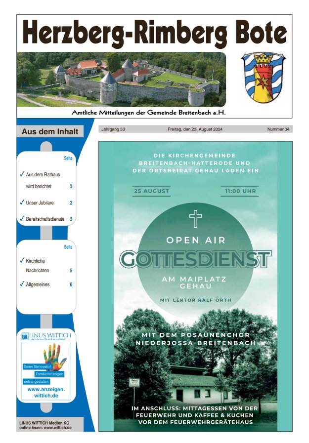 Herzberg-Rimberg Bote Titelblatt 34/2024