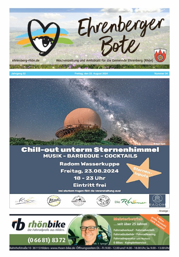 Ehrenberger Bote Titelblatt 34/2024
