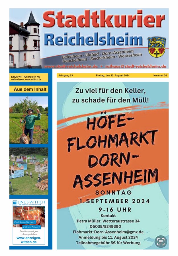 Stadtkurier Reichelsheim Titelblatt 34/2024