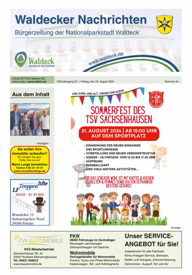 Waldecker Nachrichten Titelblatt 34/2024