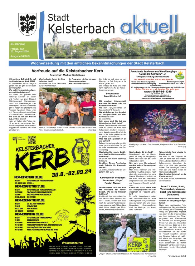 Kelsterbach aktuell Titelblatt 34/2024