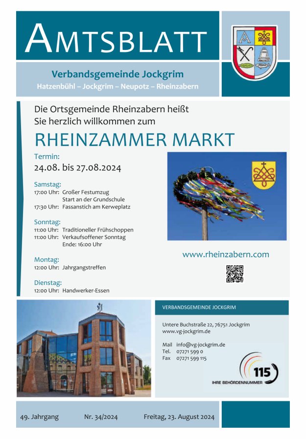 Amtsblatt VG Jockgrim Titelblatt 34/2024