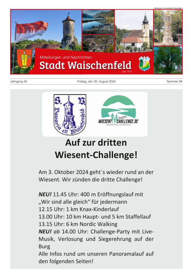 Stadt Waischenfeld - Mitteilungen und andere Nachrichten Titelblatt 08/2024