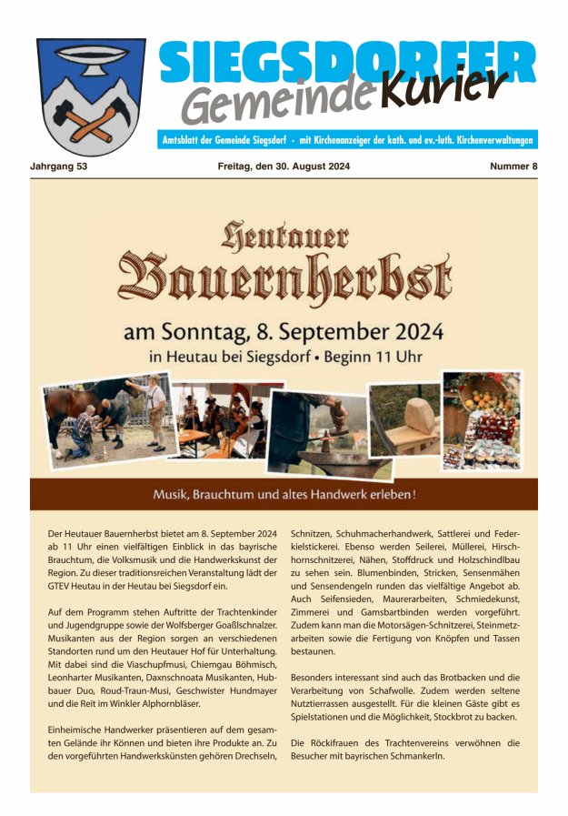 Siegsdorfer Gemeindekurier Titelblatt 08/2024