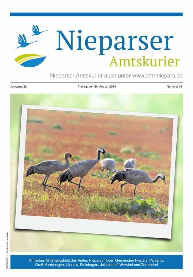 Nieparser Amtskurier Titelblatt 08/2024
